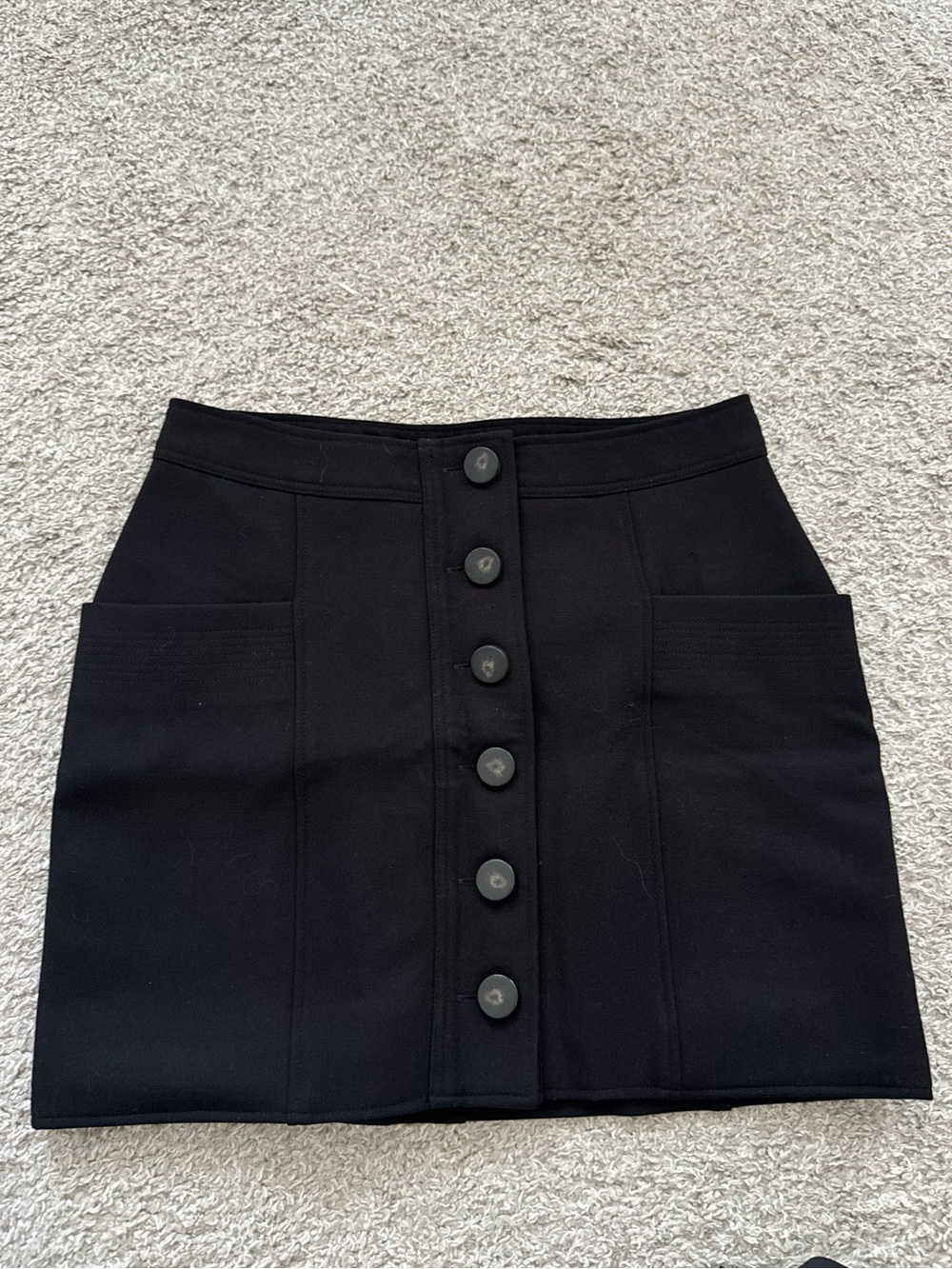 Sezane Black Button-Front Mini Skirt